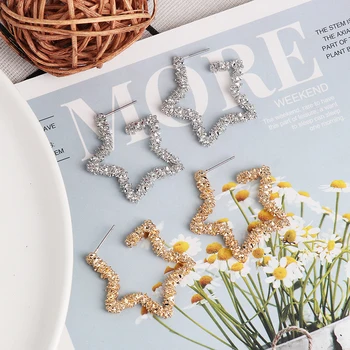 

JURAN New Brand Simple 2020 Fashion Earrings Vintage Five-pointed Star Zinc Alloy Dangle Earrings Geometric Trendy Party Jewelry