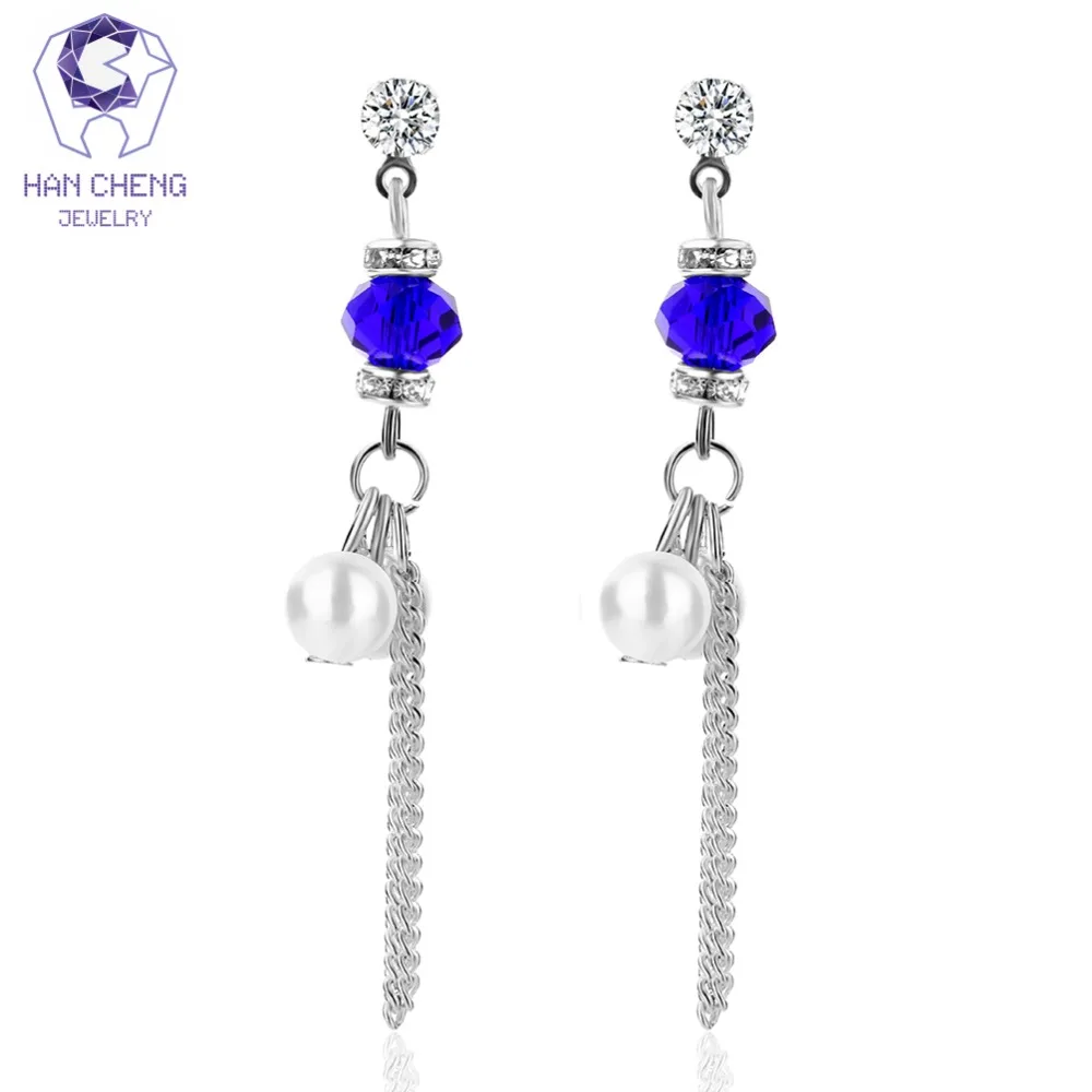 Новые висячие серьги HanCheng с кисточками и драгоценным камнем серьги-подвески