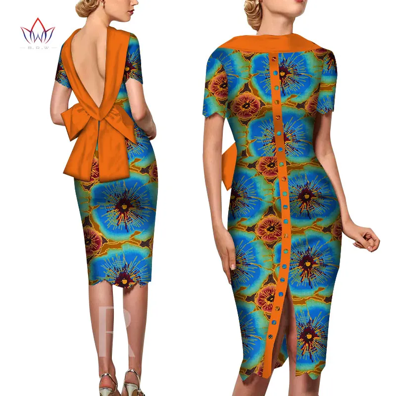 Мода африканские платья для женщин Vestido печать фабричные Изделия элегантная одежда в африканском стиле открытая спина африканская одежда brw WY5676 - Цвет: 9
