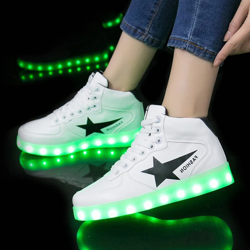 Размер 30-44 USB зарядка детские светящиеся сникерсы Led обувь для детей Мальчики Девочки светящиеся освещенные туфли с подсветкой повседневная обувь