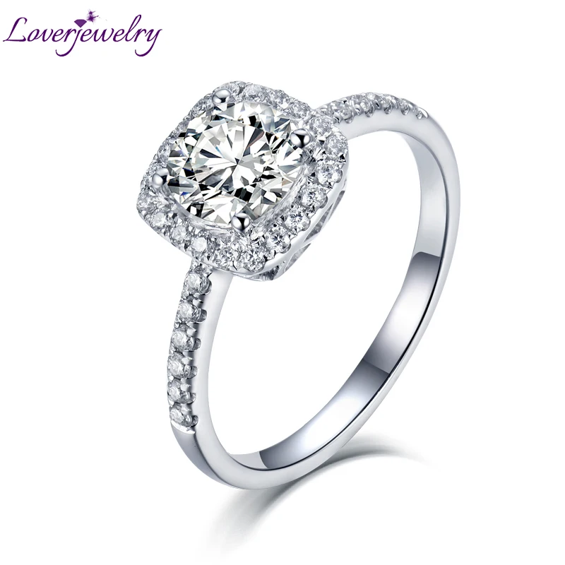 

LOVERJEWELRY 2020 Moissanite Jewelry For Women Moissanite Engagement Ring Real 14K White Gold Anniversary Wedding Female Rings