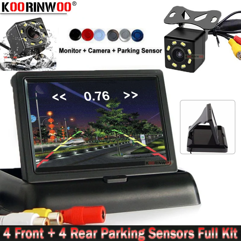 Koorinwoo ЖК-дисплей 4 3 &quotмонитор дисплей 8 Parkmaster задние фары видео Датчик парковки