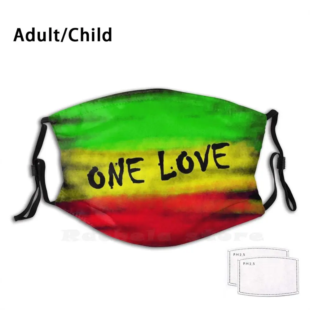 Многоразовая маска для лица с забавным принтом One Love Pm2.1620 фильтрующая Peace Rasta Phish Hip