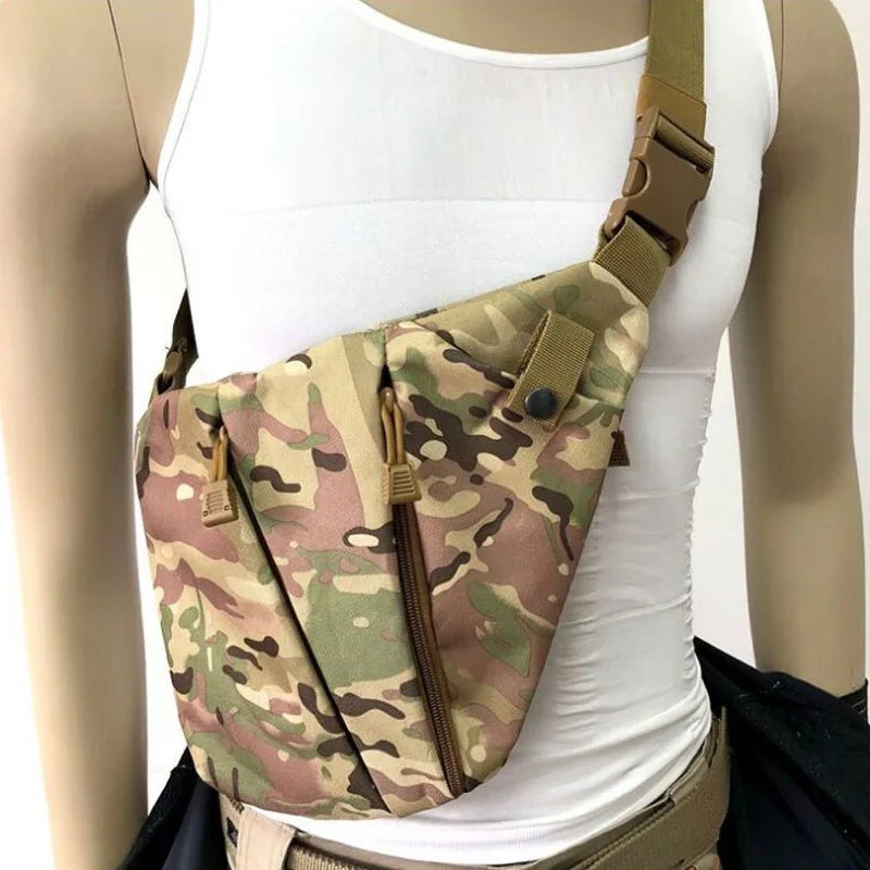 Concealed Tactical Bag Storage Gun Bag Holster Men's Left Right Nylon Shoulder Bag Anti-theft Chest Bag Hunting Sling XA696WA