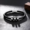 Personalized Men Leather Bracelet with 1-6 Names Beads Customized Family Names Black Rope Magentic Buckle Bracelets for Men ► Photo 3/6