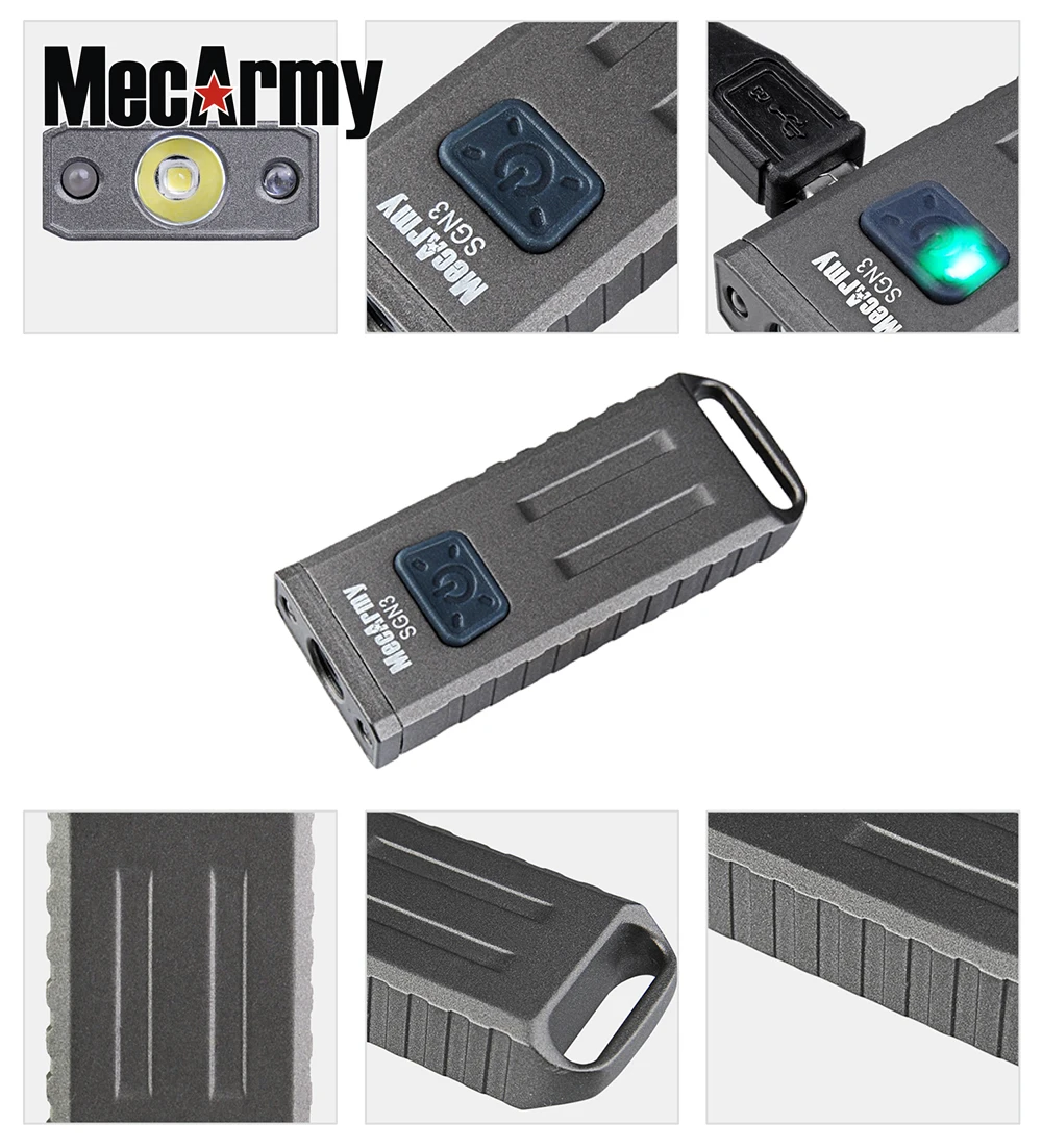 MecArmy SGN3 мини USB Перезаряжаемые вспышка светильник белый/красный/УФ XP G2
