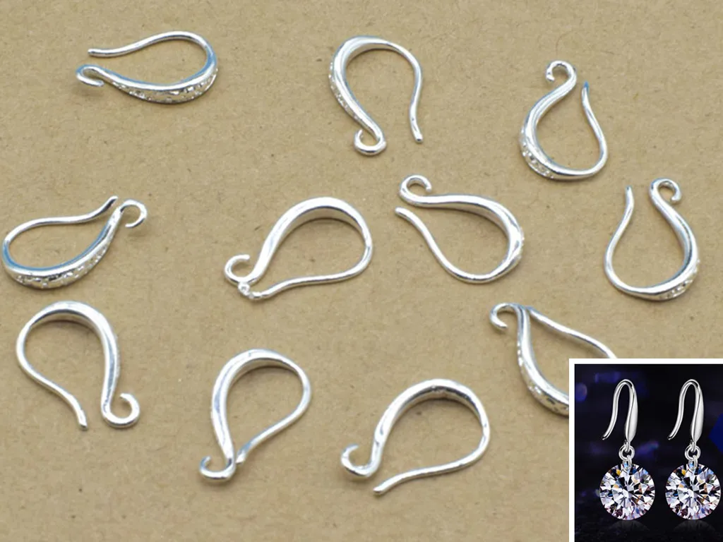 Silver WQQCR, 10 шт., циркониевые серьги, крючок, аксессуары для рукоделия, для изготовления ювелирных изделий, серебро/золото, роза/золото, новые ювелирные изделия - Цвет: Silver