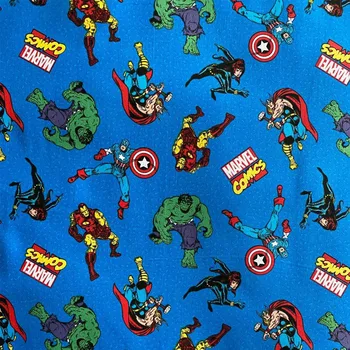 

105cm Width Marvel Comics Super Hero Blue Cotton Fabric for Boy Clothes Hometextile Cushion Cover Backpacks DIY