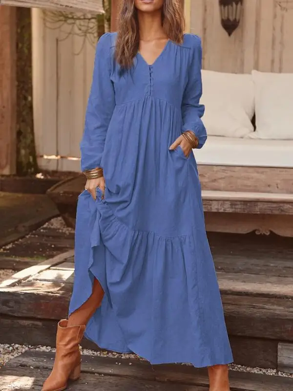 long sleeve maxi smock dress