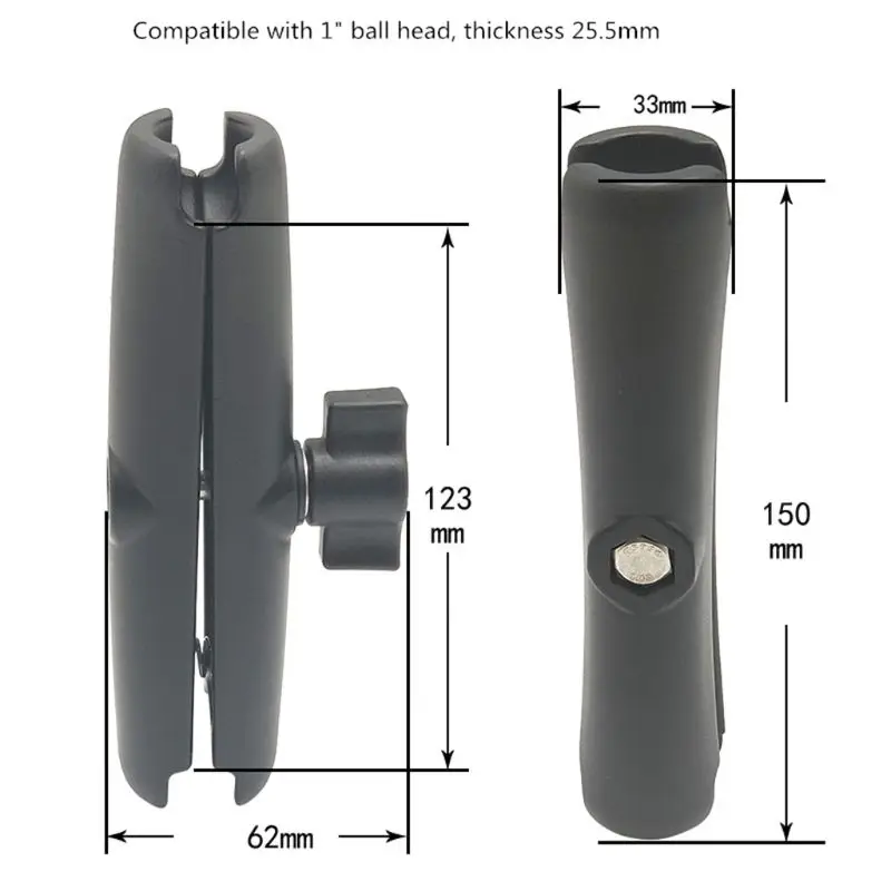 

15CM Length Aluminium Alloy Double Socket Arm for RAM with 1Inch Ball Base Mount Motorcycle Camera Extension Arm E65A