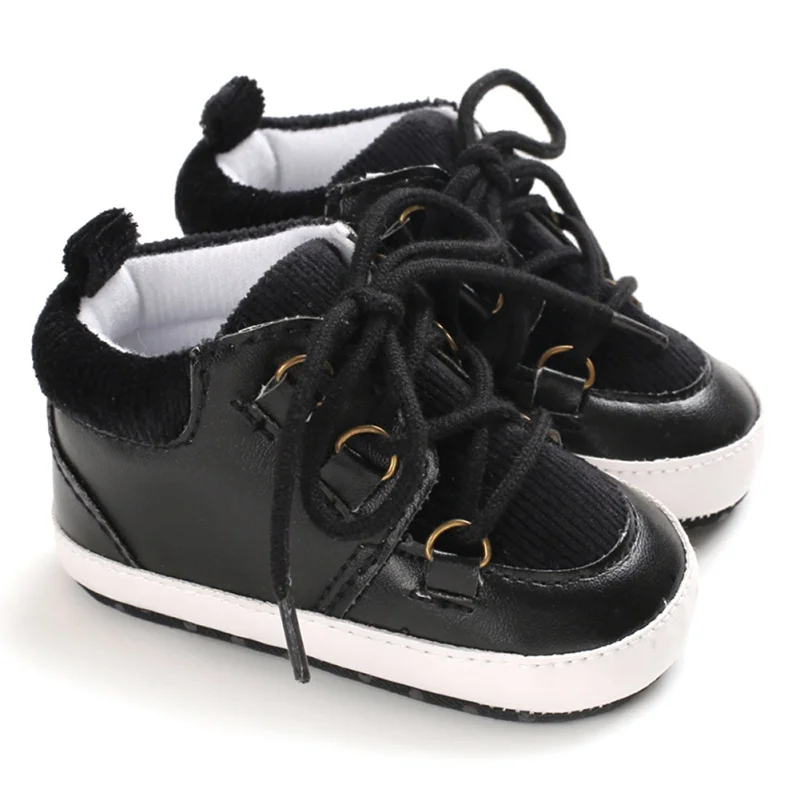 Обувь для новорожденных мальчиков и девочек с мягкой подошвой; теплые ботинки; нескользящие кроссовки из искусственной кожи; дышащие