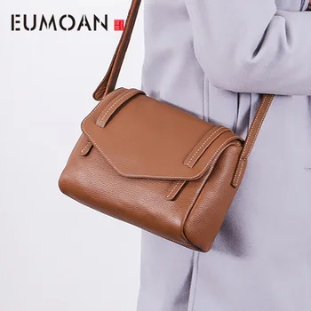 

EUMOAN Original fashion leather handbag shoulder bag oblique cross head layer of cowboy ladies small package mini tide