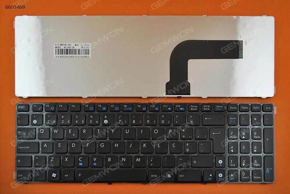 

PO Language Laptop notebook replacement keyboard for ASUS G60 GLOSSY FRAME BLACK OEM