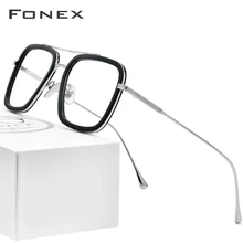FONEX мужские ретро очки Tony Stark из чистого титана и ацетата, оправа для близорукости, оптические очки Edith по рецепту для женщин 8512