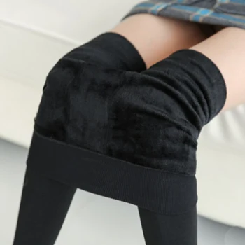 

Women Slim Elastic Leggings Plush Lined Winter Warm High Stretch Pants H9