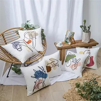 

Cartoon Embroidery Seat Cushion Case Cotton Linen Printed Throw Pillowcases for Home Decor Sofa Chair Bed Pillow