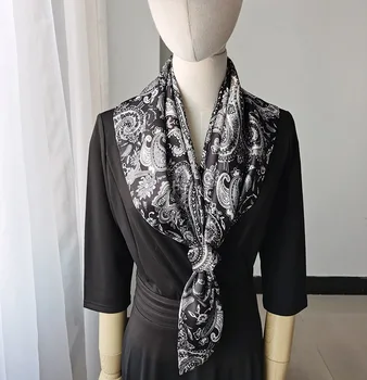 

Women's 100% Pure Silk 12mm Printed Big Square Scarf Wrap Kerchief 88cm 34.5" WJ096