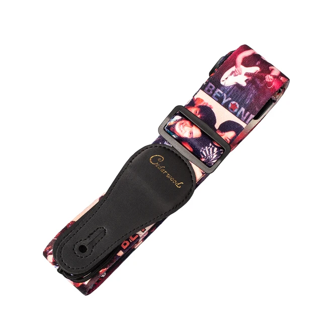Adjustable Guitar Strap Colorful Printing Nylon Strap Guitar Strap Lock for Acoustic Electric Guitar and Bass Byond