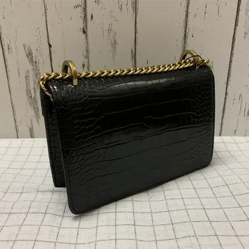 

Women's Luxury Fashion Designer Alligator Patent Leather Vintage Shoulder Bag Gold Chain 21cm Mini Flap Crossbody Bag Handbag