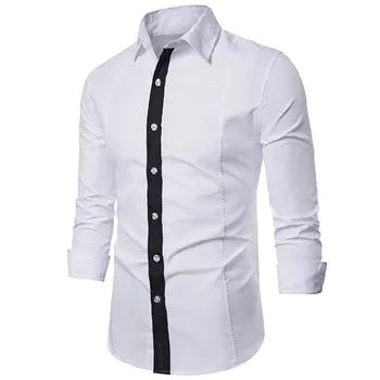 

2020 Fashion New Men's Casual Long Sleeve Cotton Slim Business Shirt / Men's Slim Collar Lapel Shirt