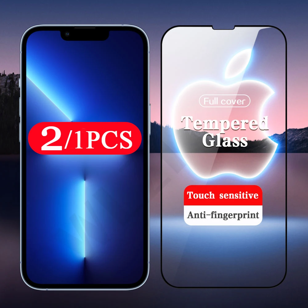 2/1 шт. 9D полное покрытие для iphone 13 Mini Закаленное стекло Pro Max защита экрана телефона