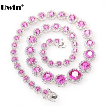

Uwin Fashion Jewelry Round CZ Chain Necklaces AAA Cubic Zirconia Links for Women Luxury Bling Hiphop Jewelry Drop Shipping