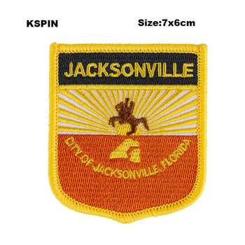 

Jacksonville Shield Shape Flag patches embroidered flag patches national flag patches for Cothing DIY Decoration