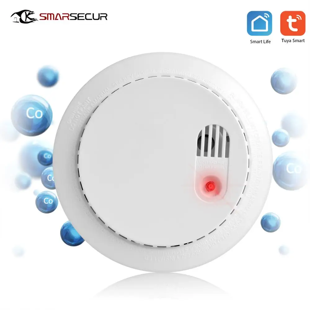 Tuya Wi-Fi CO детектор угарного газа и детектор дыма 2-в-1 приложение детектор угарного газа