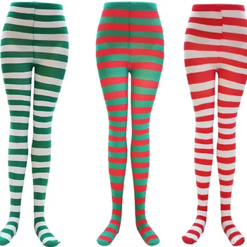 

Stripes Even Pants For Christmas Red Green Red And White Green And White Striped Pantyhouse Women Tights Femma Medias Pant