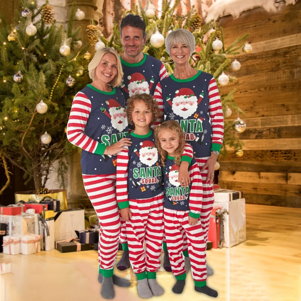 

2020 Christmas Family Set Kids Adult Cartoon Printed Home Pajamas Baby Romper Jumpsuit Clothes Gift Fast shipping