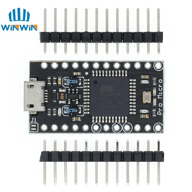 Mini/Type-C/Micro USB Pro Micro ATMEGA32U4 5V/16MHZ Module With Bootloader 2 Row Pin Header for Arduino