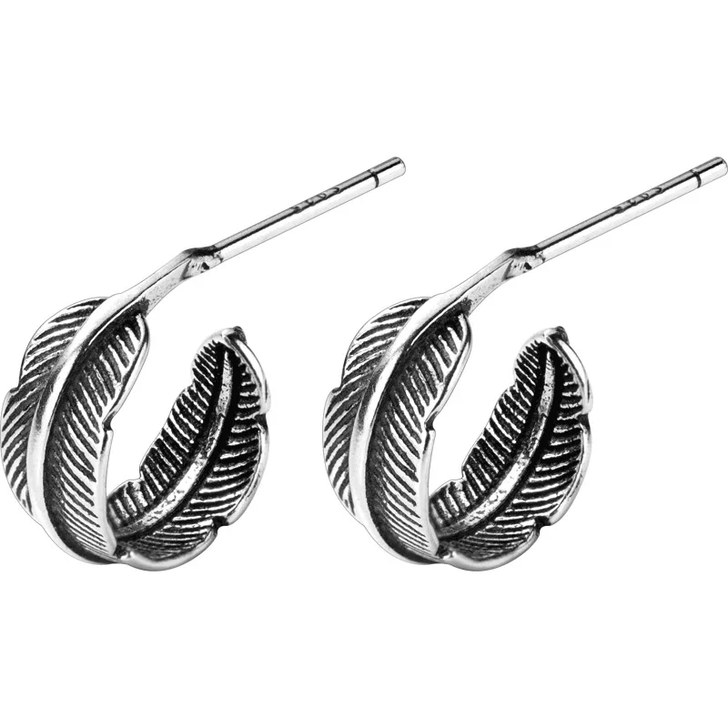 100% 925 Sterling Silver Vintage Design Feather Cute Stud Orecchini Per Le Donne 20203 Gioielli Eleganti Boucle D'Oreille Pendientes