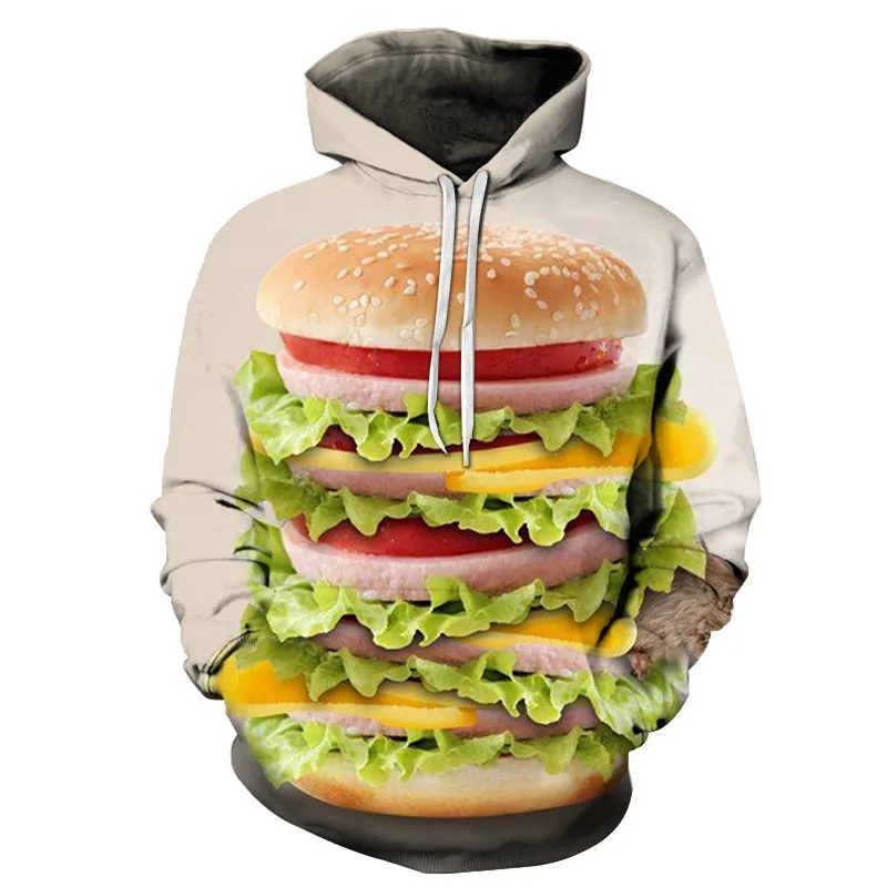 

Men's 3D Hoodie Autumn Winter Sweatshirt 3d Print Burger Pattern Fashion App Unisex Hoodie Casual Street Style Hoodie