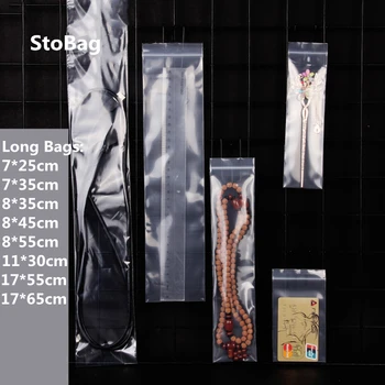 

StoBag 100pcs Thick Long Size Transparent Zip Lock Plastic Bags For Waterproof Bag Food Clothing Package Supplies Storage Bag