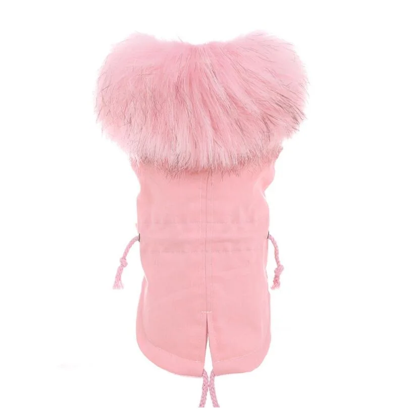 Winter Coat for Dogs Fleece Dog Parkas Teddy Warm Faux Fur Hood Overalls for Dogs  XS S M L XL