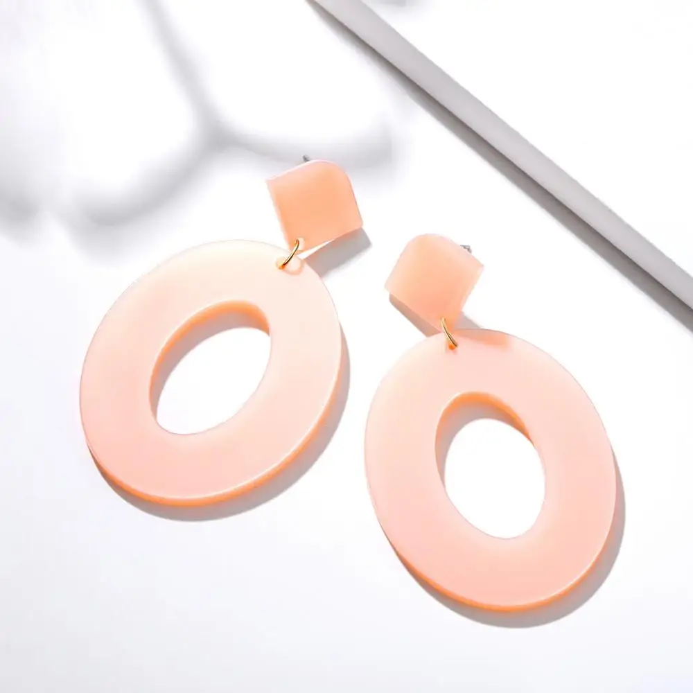 BICUX Fashion Korean Statement Acrylic Long Drop Earrings for Women Elegant Geometric Leopard Dangle Earring Modern Jewelry - Окраска металла: Pink