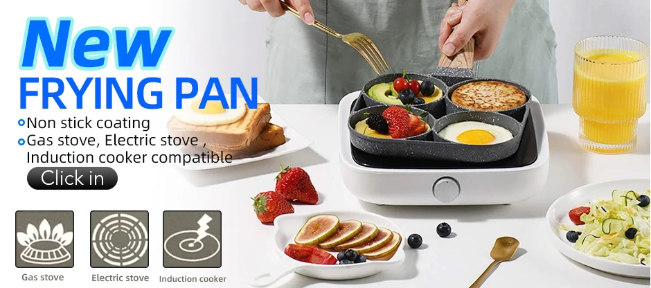 4/7 Cups Pancakes Frying Pans Breakfast Egg Pan Durable Non-stick Pan Holes Cooking Egg Ham Pans Pancak Maker Pan Cookware