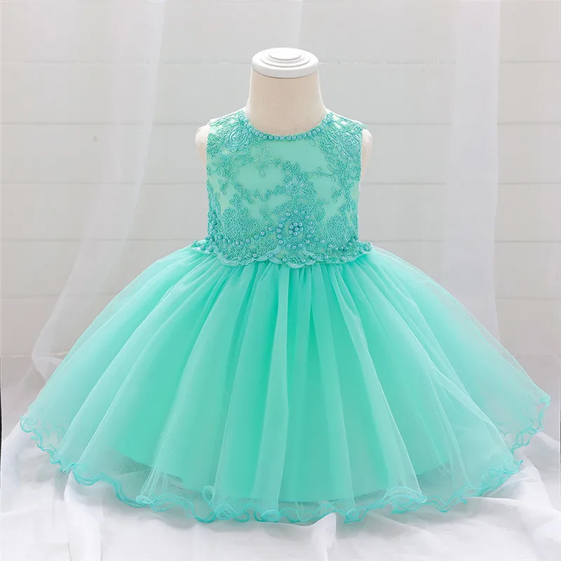 

Tutu Dress baby girl Dress bebe Clothes Elegant Embroidered pearl princess Dress Birthday Party Wedding banquet Cotton Tulle Bow