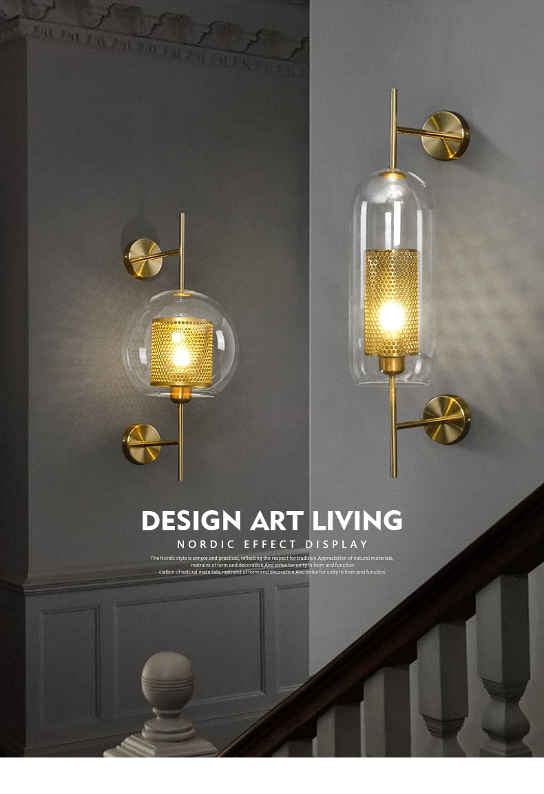 Post Modern Wall Lamp Loft Led Glass Wall Sconce Dining Room Industrial Decor Kitchen Loft Wall Light Fixtures Wall Luminaria