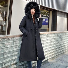 Removable Liner Women Long Parkas Hooded with Fur Ladies Winter Jacket Cotton Padded Thick Warm Coats Winter Coat Women