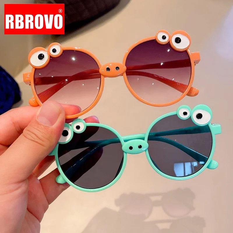 RBROVO 2023 Frog Piggy Children Sunglasses Boys/Girls Funny Glasses Baby Cartoon Sunglasses Anti-UV Lovely Lentes De Sol Mujer