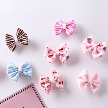 

1 pair Cartoons Baby Hairpins Children Fashion Girls Side clips Bows Fruit Korean version Stripes