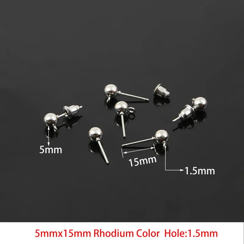 5mm Rhoidum С украшением в виде кристаллов Уха Pin Выводы 3/4/5/6/8/10 мм серьги-гвоздики в форме основные шпильки пробки разъем для изготовления ювелирных изделий DIY аксессуары - Цвет: 5mm Rhoidum
