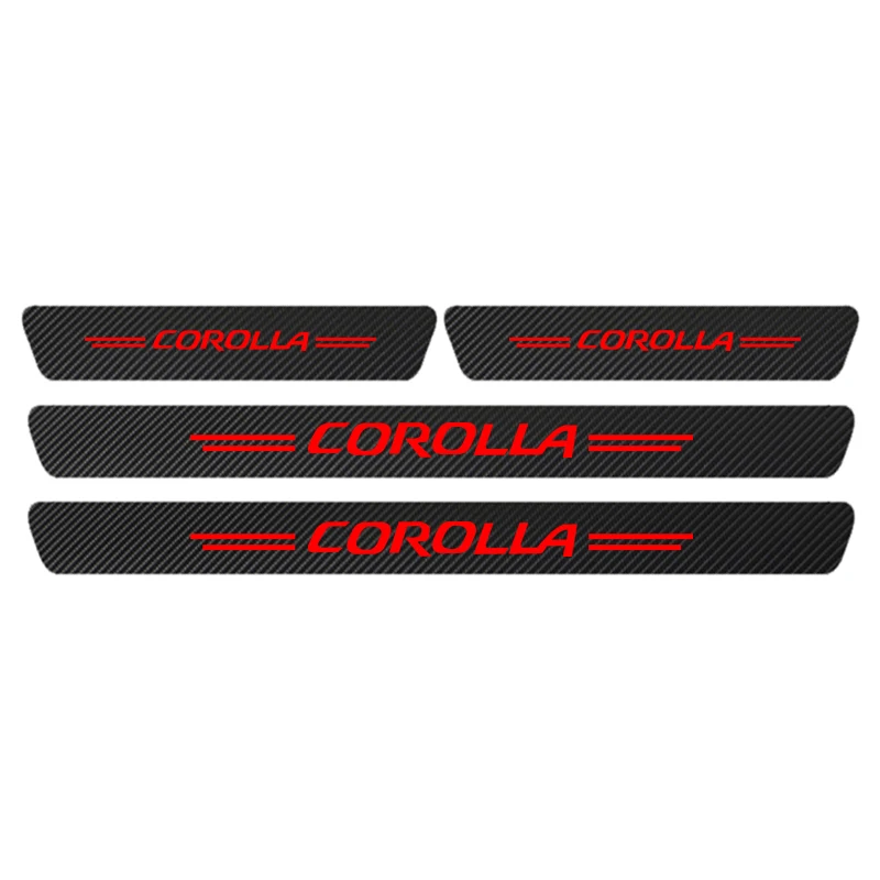 4 шт. Авто углеродное волокно автомобильный порог протектор Наклейка для Toyota Corolla Camry RAV4 hilux Автомобильная дверь наклейка для порога аксессуары - Название цвета: red