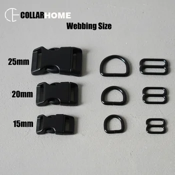 

50 sets 15mm 20mm 25mm plastic side release buckle metal adjuster slider D rings for DIY bag dog pet collar necklace accessories