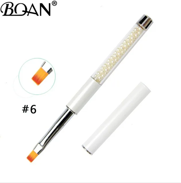 BQAN 1 шт. Кисть для ногтей с эффектом омбре кисть для рисования ногтей УФ-Гель-лак градиентный цвет стразы кристалл акриловая ручка для рисования ногтей - Цвет: flat size 6