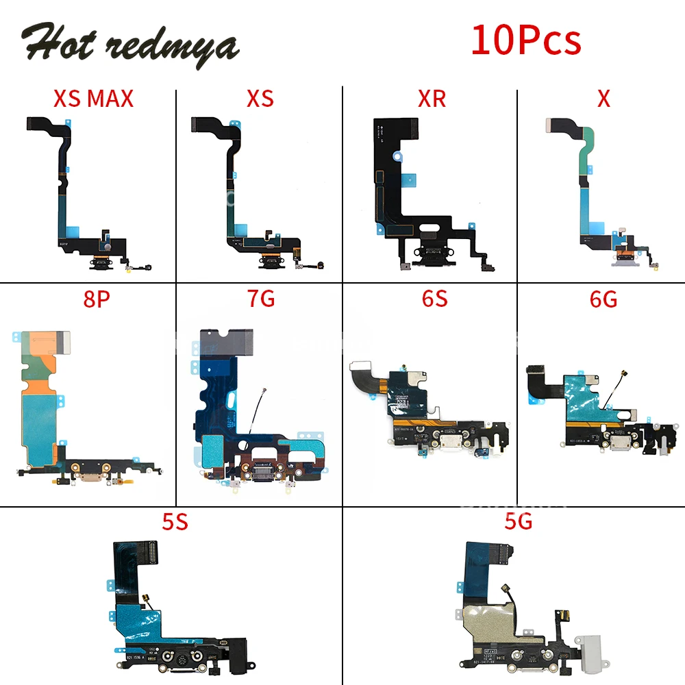 charging port connector For iPhone 5 5S 5C 6 6S 7 8Plus X XR XS MAX Charger Port Dock USB Headphone Audio Jack Flex Cable