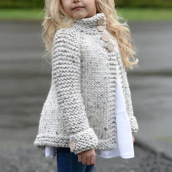 

Toddler Girls Sweater Coat Kids Baby Girls Clothes Long Sleeve Button Knitted Sweater Cardigan Cloak Coat Tops Girls Clothes New