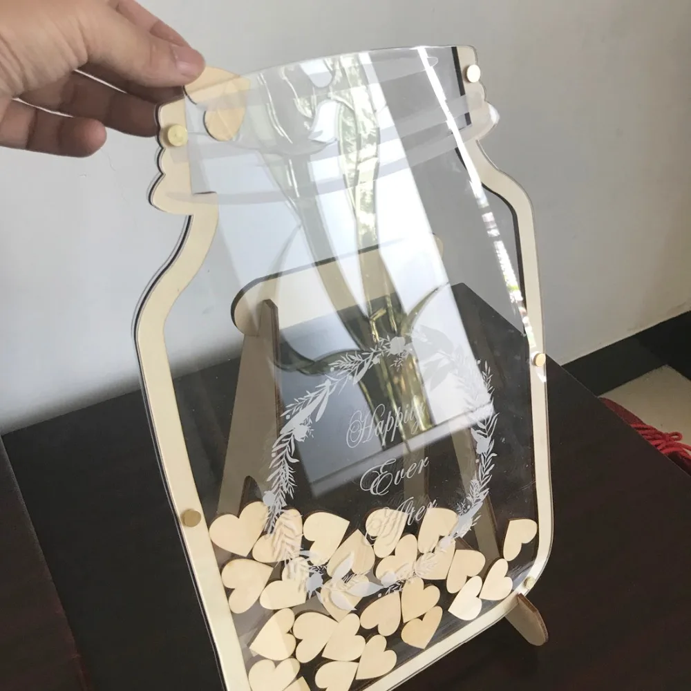 Personalised Wedding Guest Book Rustic Wedding Gift Babyshower Custom Droptop Box Wedding Decoration Alternative Heart GuestBook