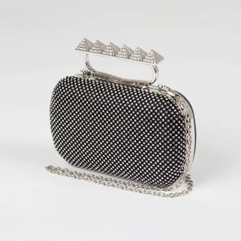 

Women's clutch, section on the clasp, long chain, black